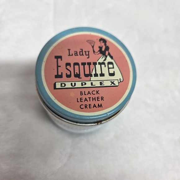 Vintage Lady Esquire Duplex Patent Leather Shoe Polish Cream Milk Glass Jar - Picture 1 of 13